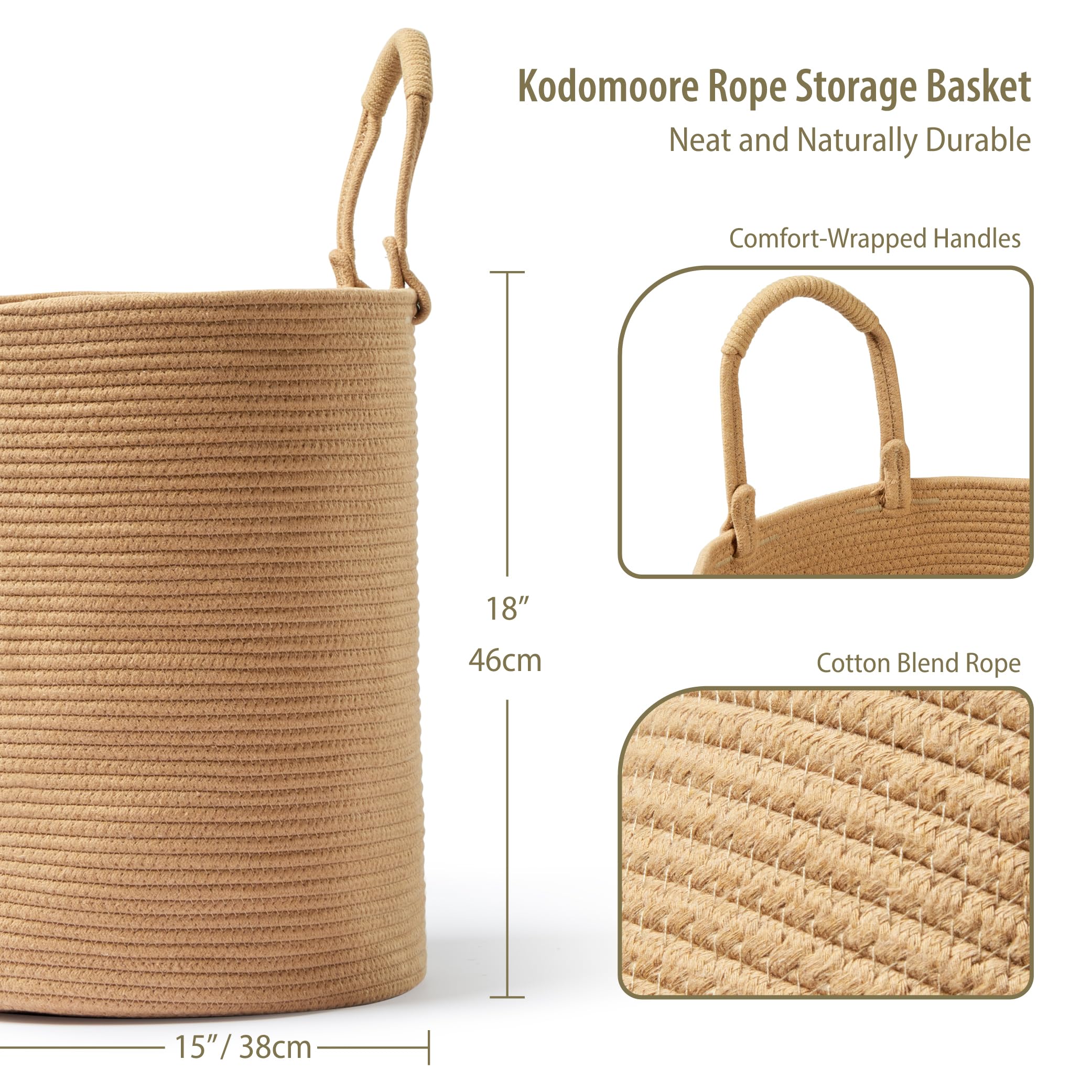 Kodomoore laundry basket folding handles down for compact storage.