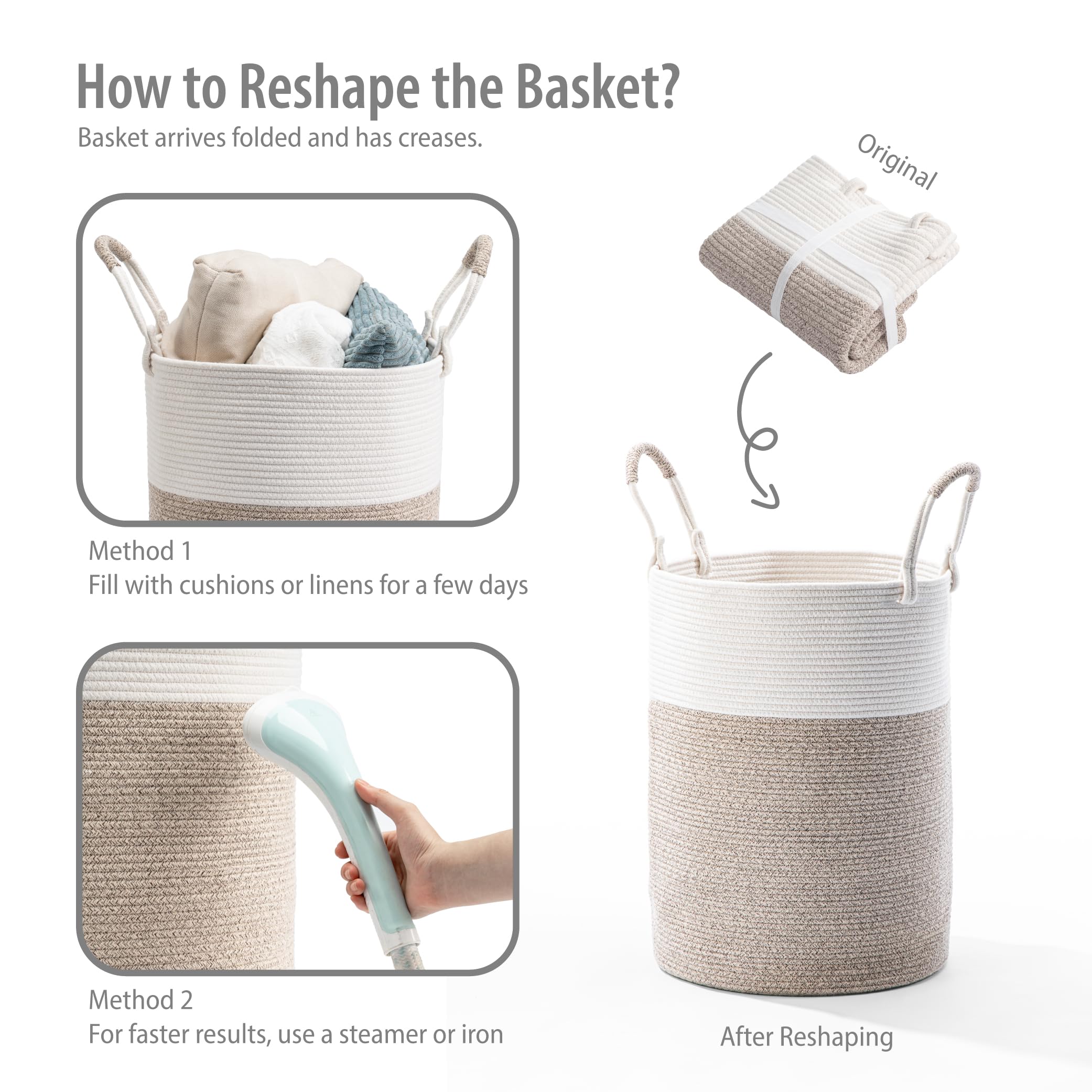 Kodomoore portable lightweight basket moves easily between rooms.