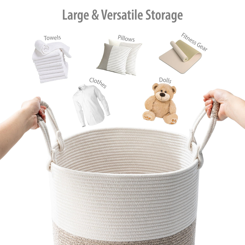 Kodomoore toy and blanket storage basket ideal for playroom cleanup.