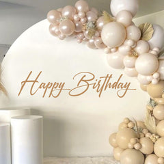 KOJIN Happy Birthday backdrop with champagne script for elegant photo wall.