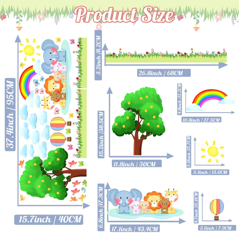 KOKOLAP lawn scene with animals wall sticker perfect for playrooms.