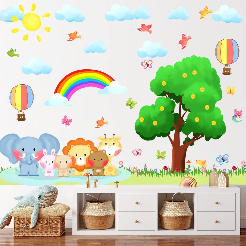 KOKOLAP rainbow with sun and clouds wall sticker adds cheerful light.