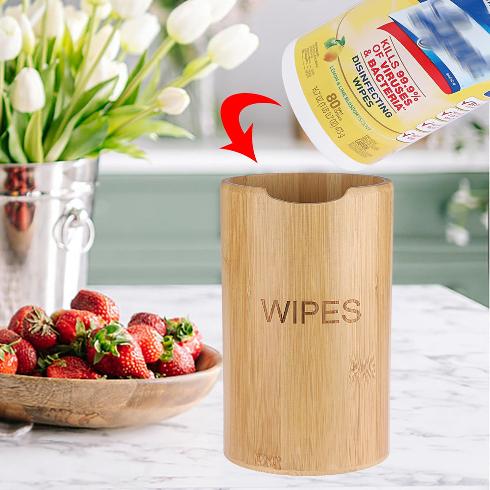 Kokone wipes dispenser placed in kitchen or bathroom for convenient access.