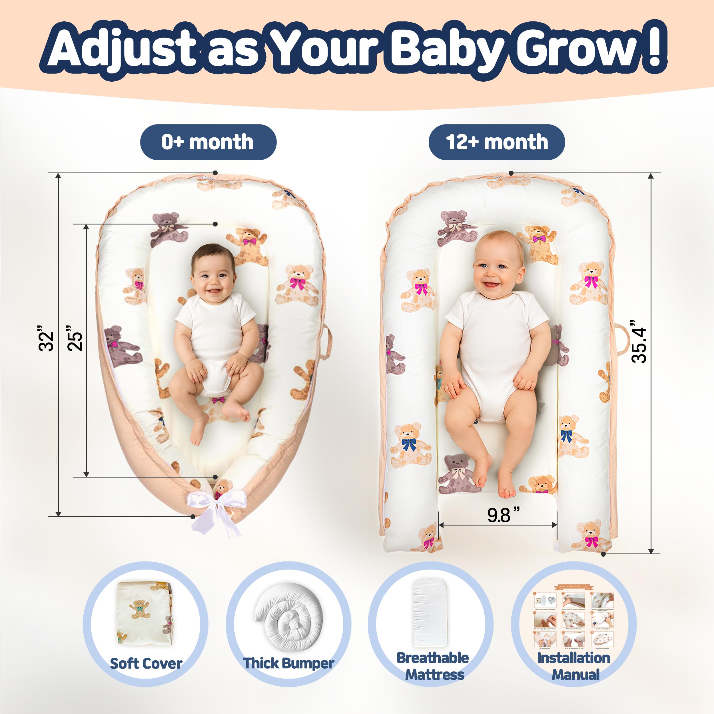 Kombi Baby Lounger with a 1.6-inch foam base for soft support during play.