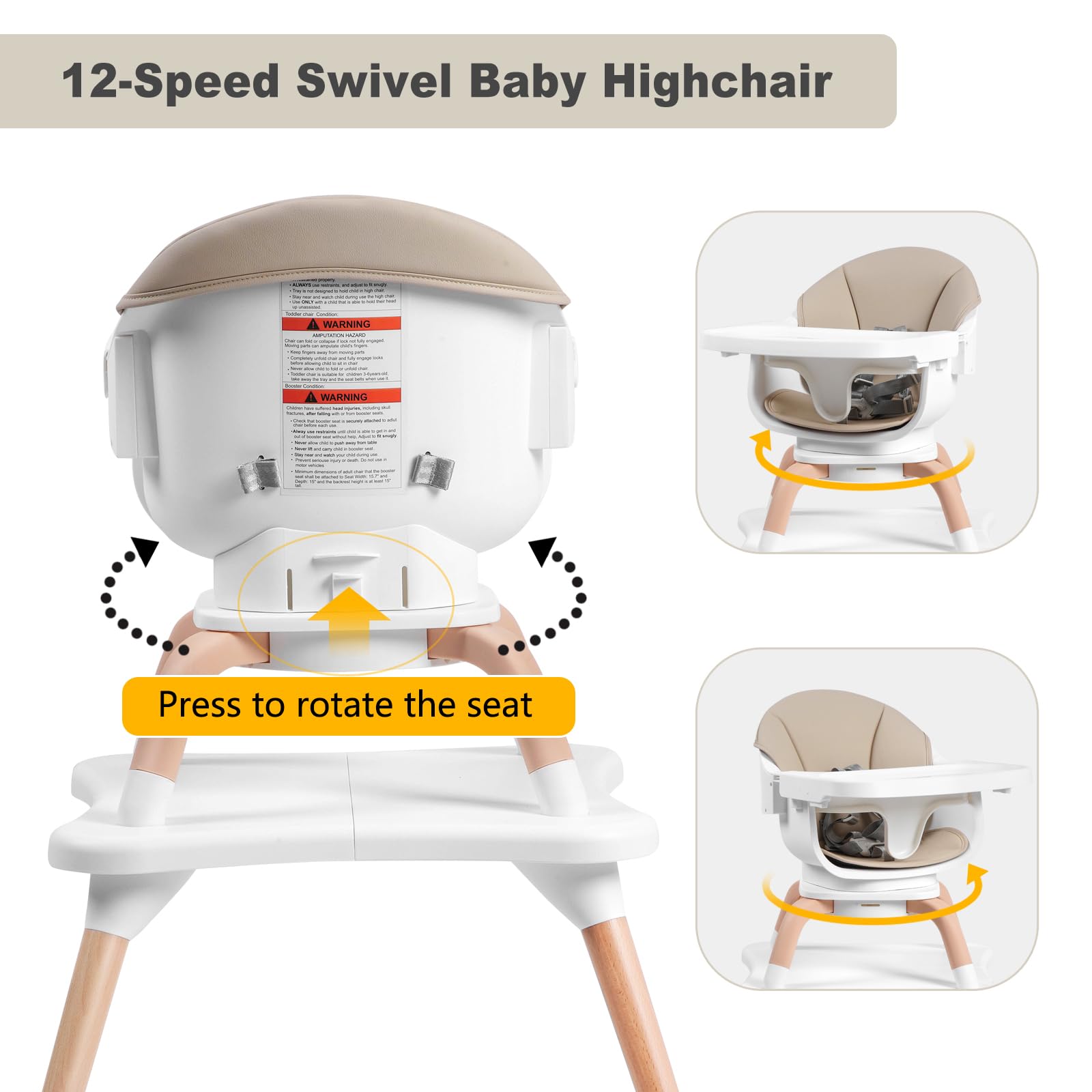 Komcot anti-slip feet keep the chair stable and protect floors.