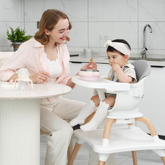 Komcot high chair with 360° rotating seat for easy reach during meals.