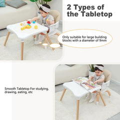 Komcot removable food tray with four adjustable positions for growing toddlers.