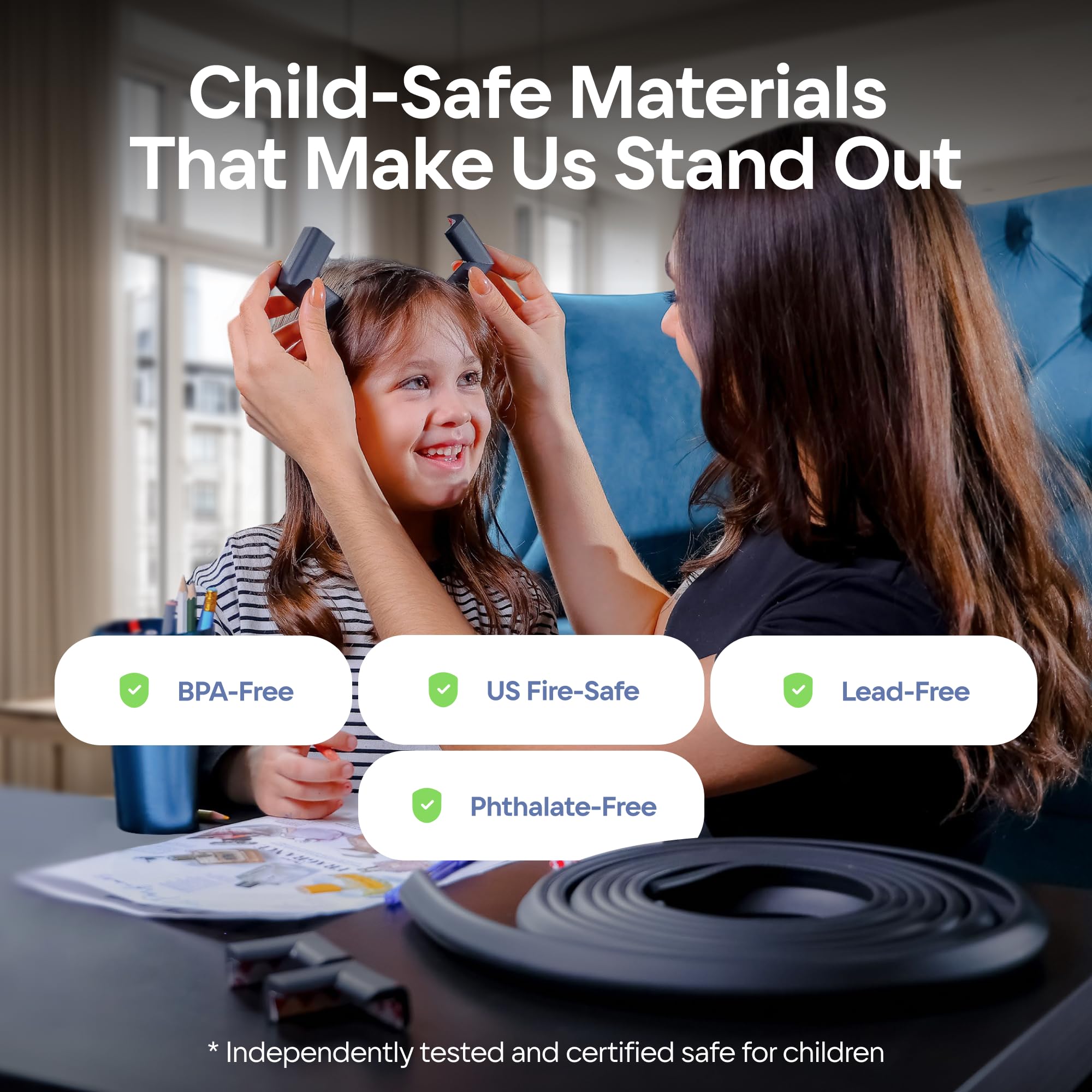 Komfortology furniture-safe tape ensures easy repositioning and secure fit.