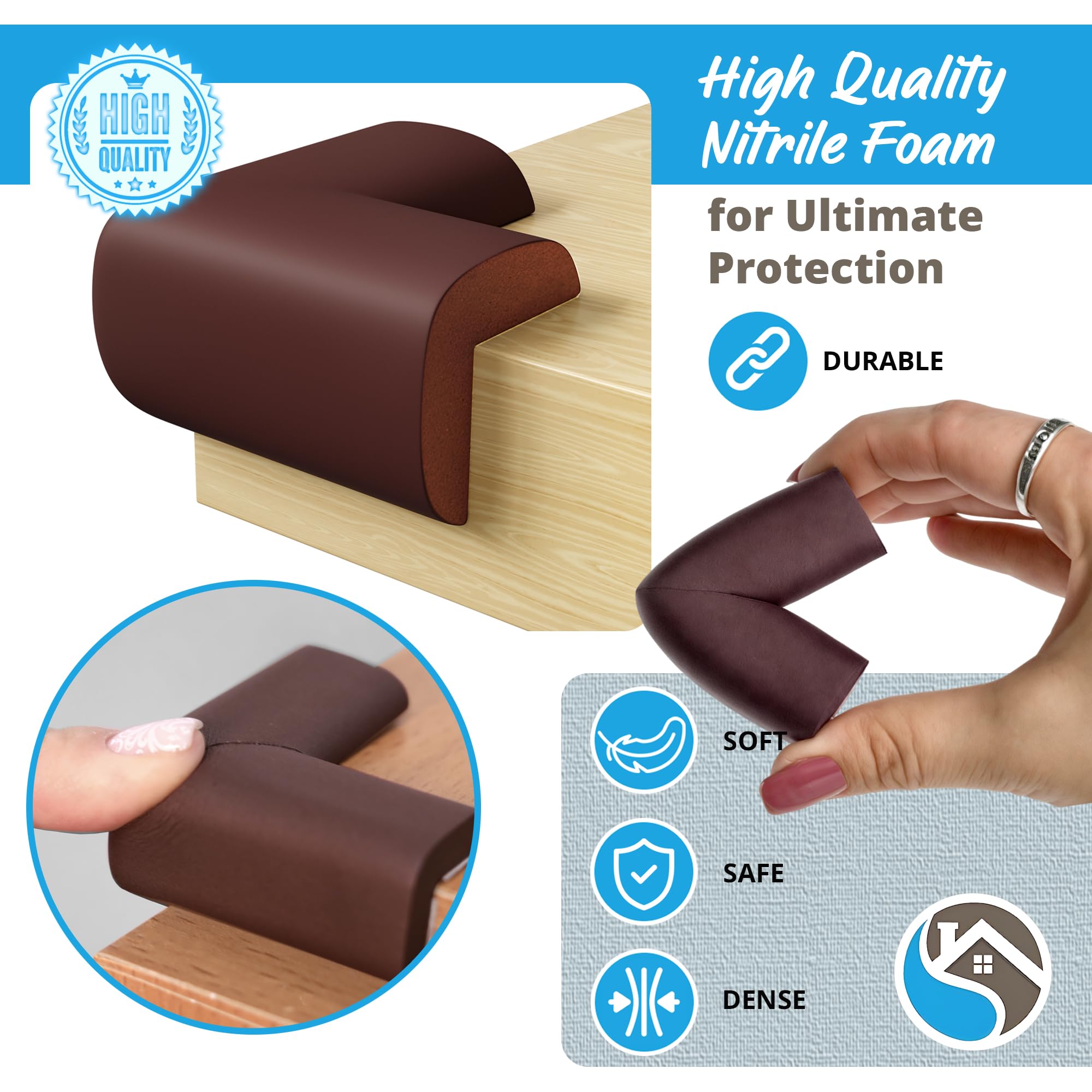 Komfortology soft rubber foam cushion softens sharp corners for gentle baby touch.