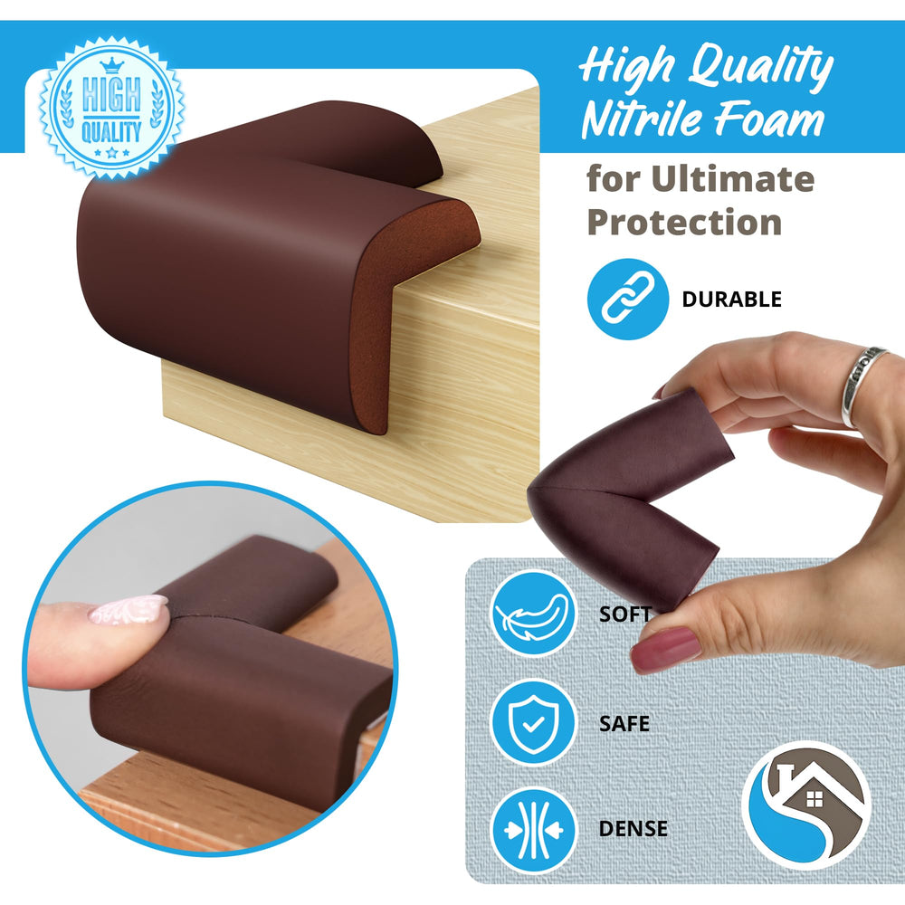 Komfortology soft rubber foam cushion softens sharp corners for gentle baby touch.