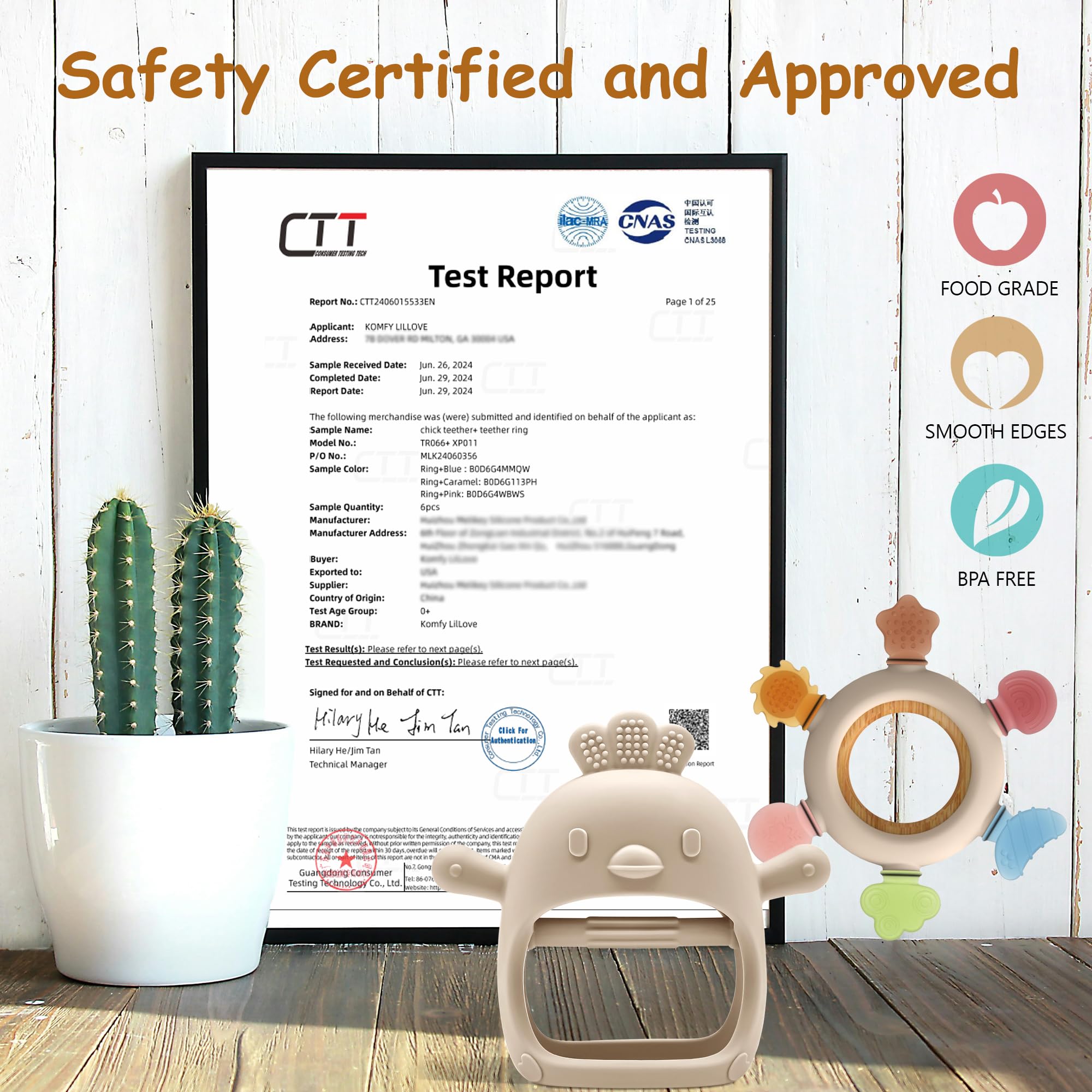 Komfy LilLove ring teether with textured zones offers varied gum relief.