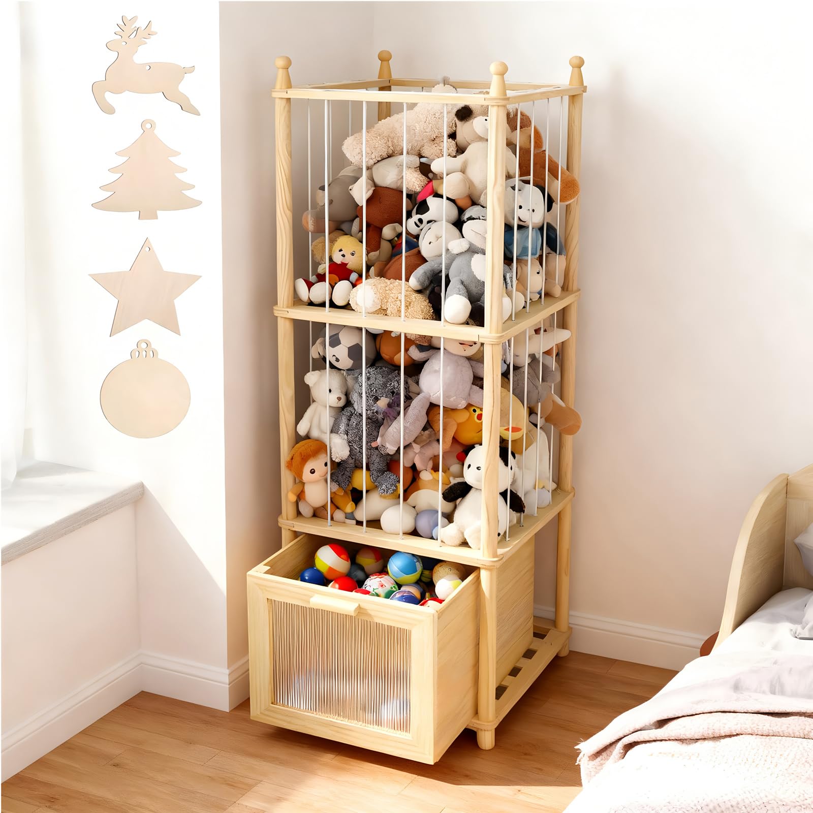Kompaktayc stuffed animal storage with clear view drawer for quick toy spotting.