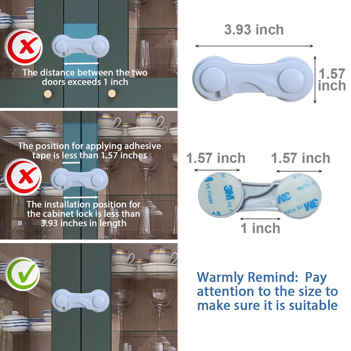 KongNai cabinet locks demonstrate one-handed operation for adults.