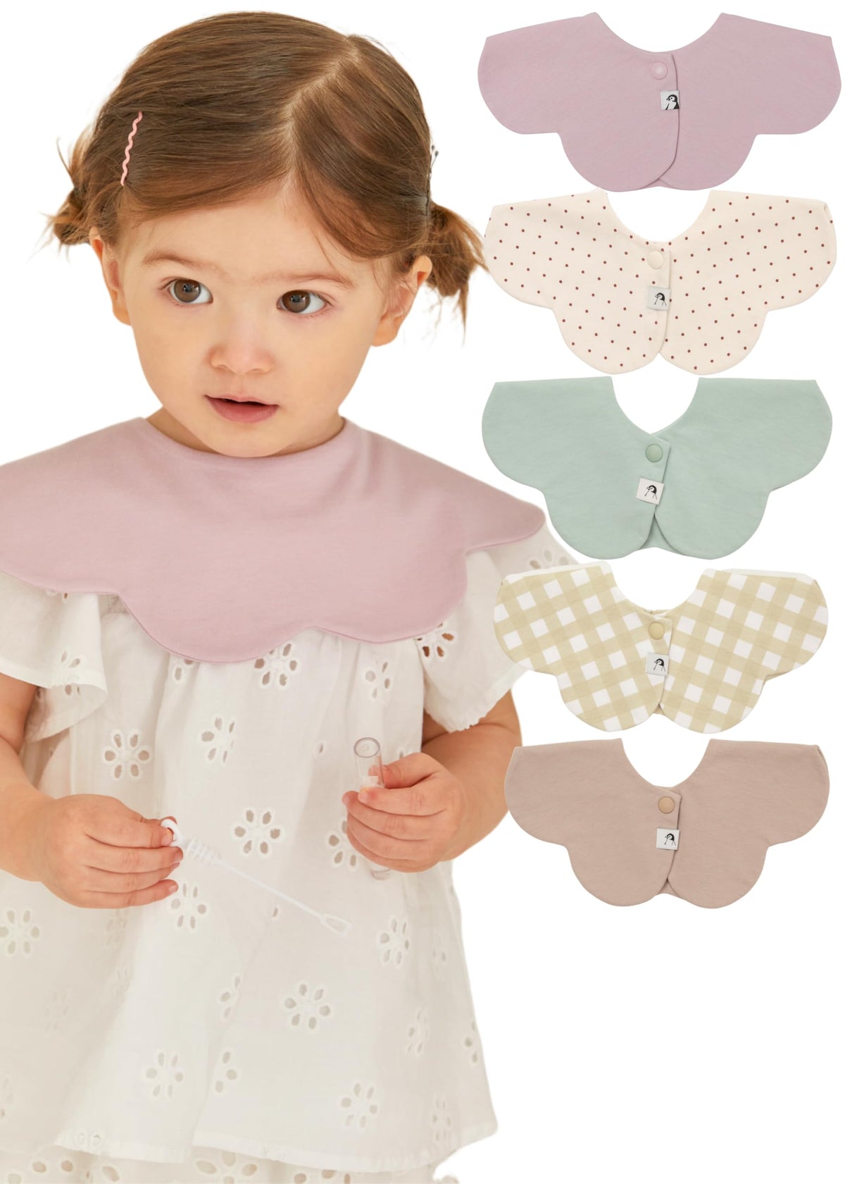 Konny Baby Bibs displaying the 360° rotate feature for versatile coverage.