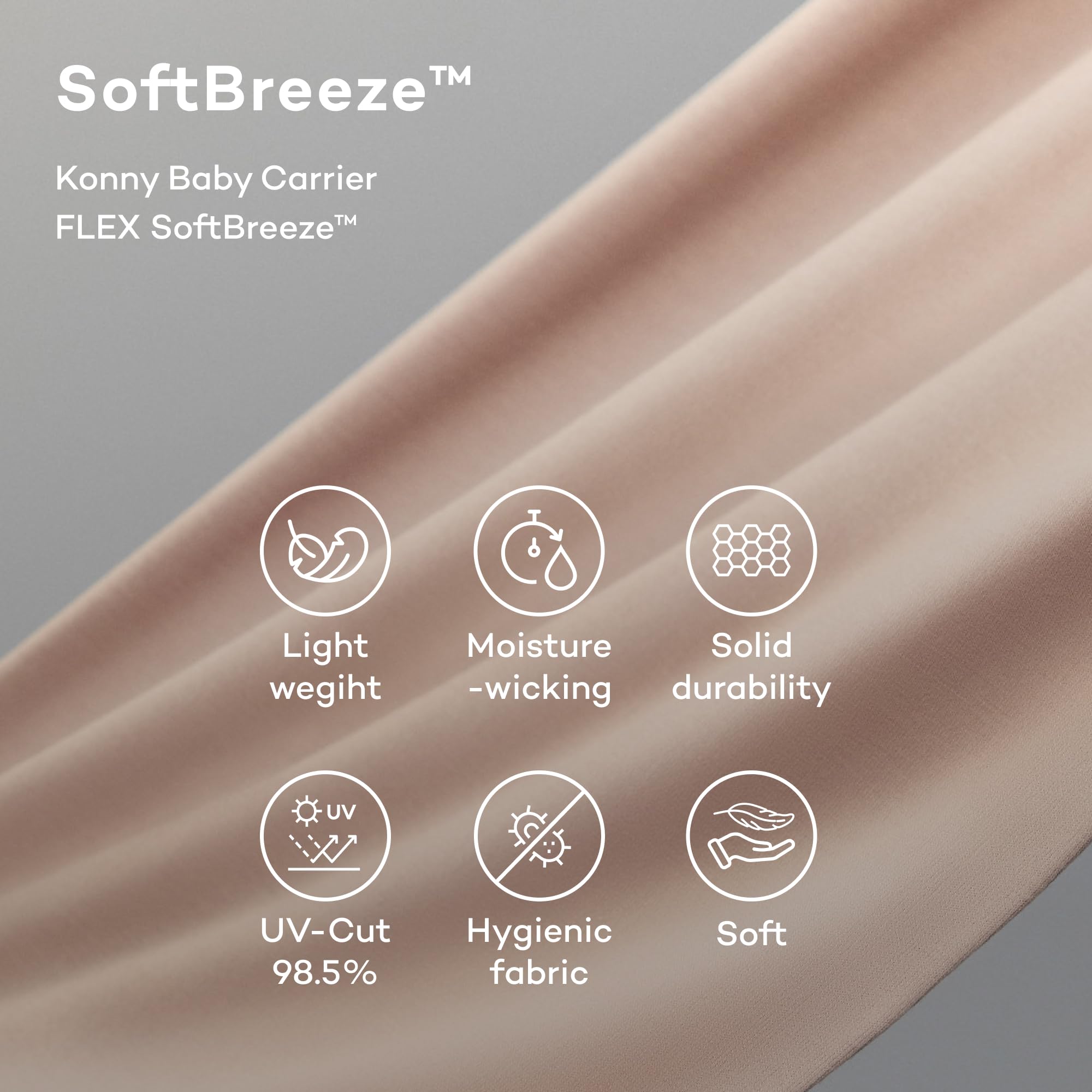 Konny FLEX Breathable fabric keeps parent and baby comfortable together.