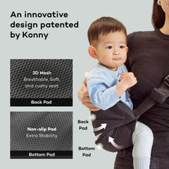 Konny dual safety pads provide stable support for curious toddlers during movement.