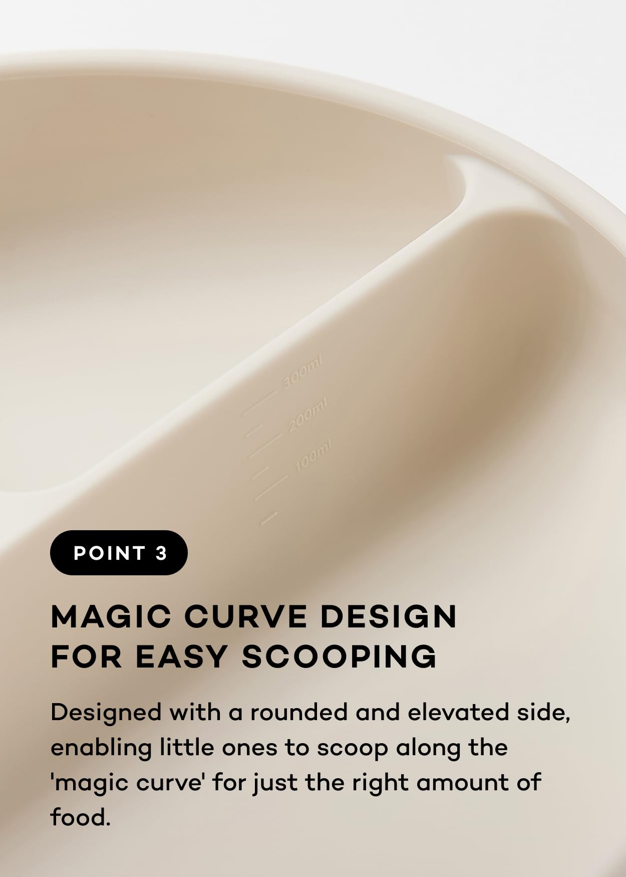 Konny EasyFeed scale inside helps portion guidance during meals.