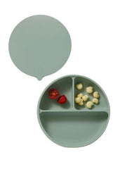 Konny EasyFeed silicone plate in sage for mess-free eating.
