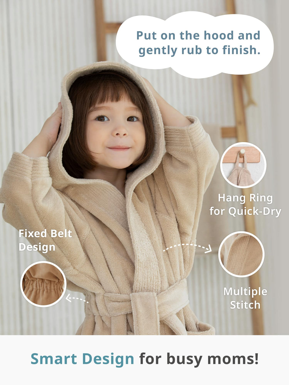 Close-up of Konny Kids bathrobe fabric showing ultra-soft texture