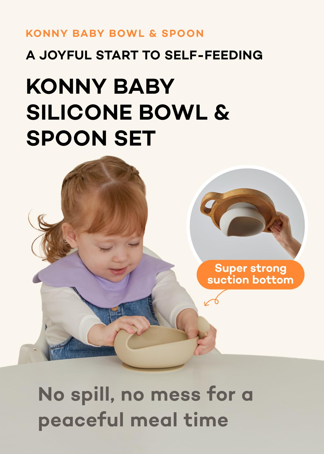 Konny spoon curved-head enables easy transfer of puréed foods