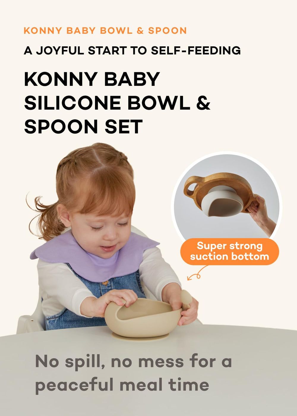 Konny spoon curved-head enables easy transfer of puréed foods