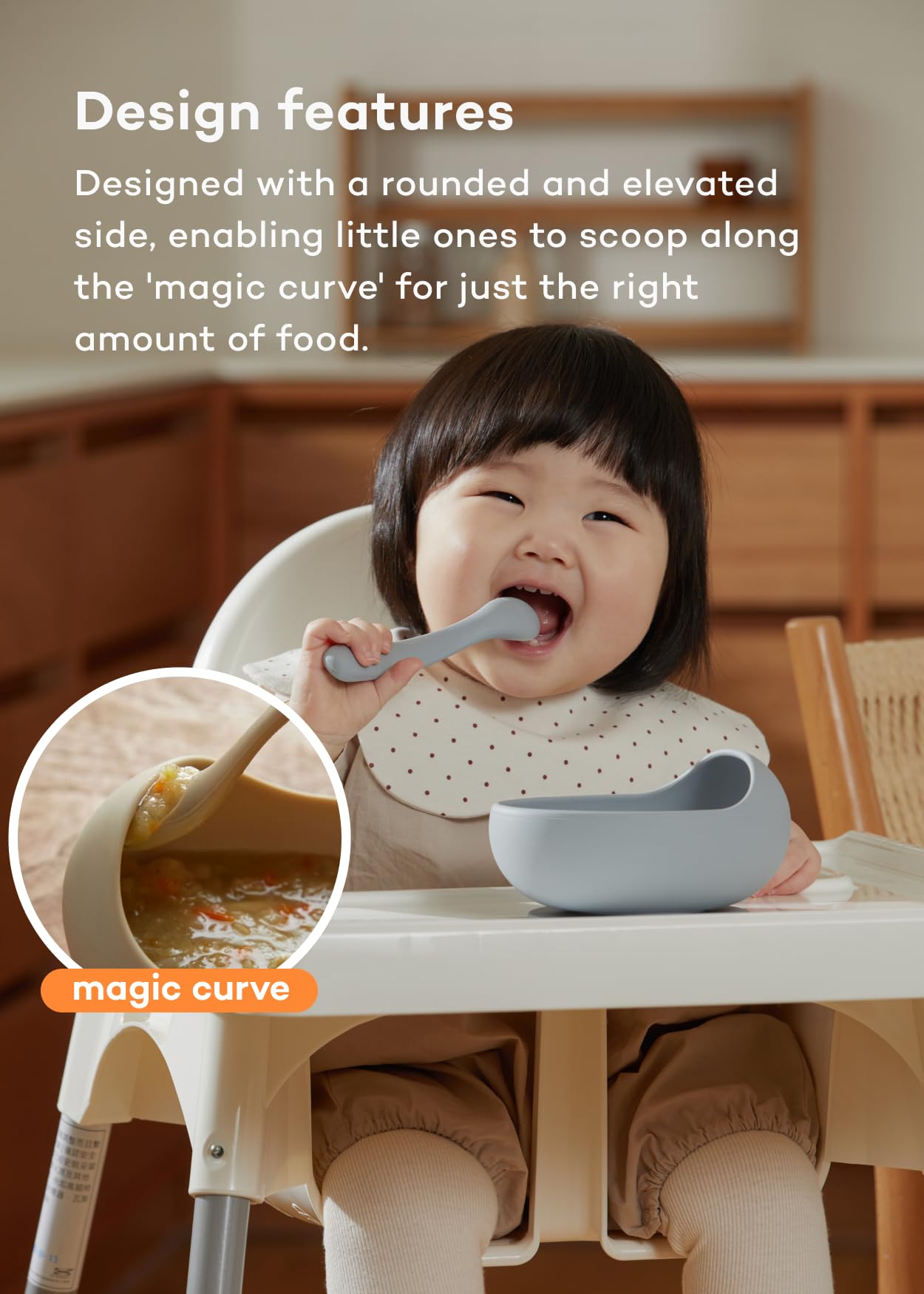 Konny bowl with suction-base prevents spills on the table