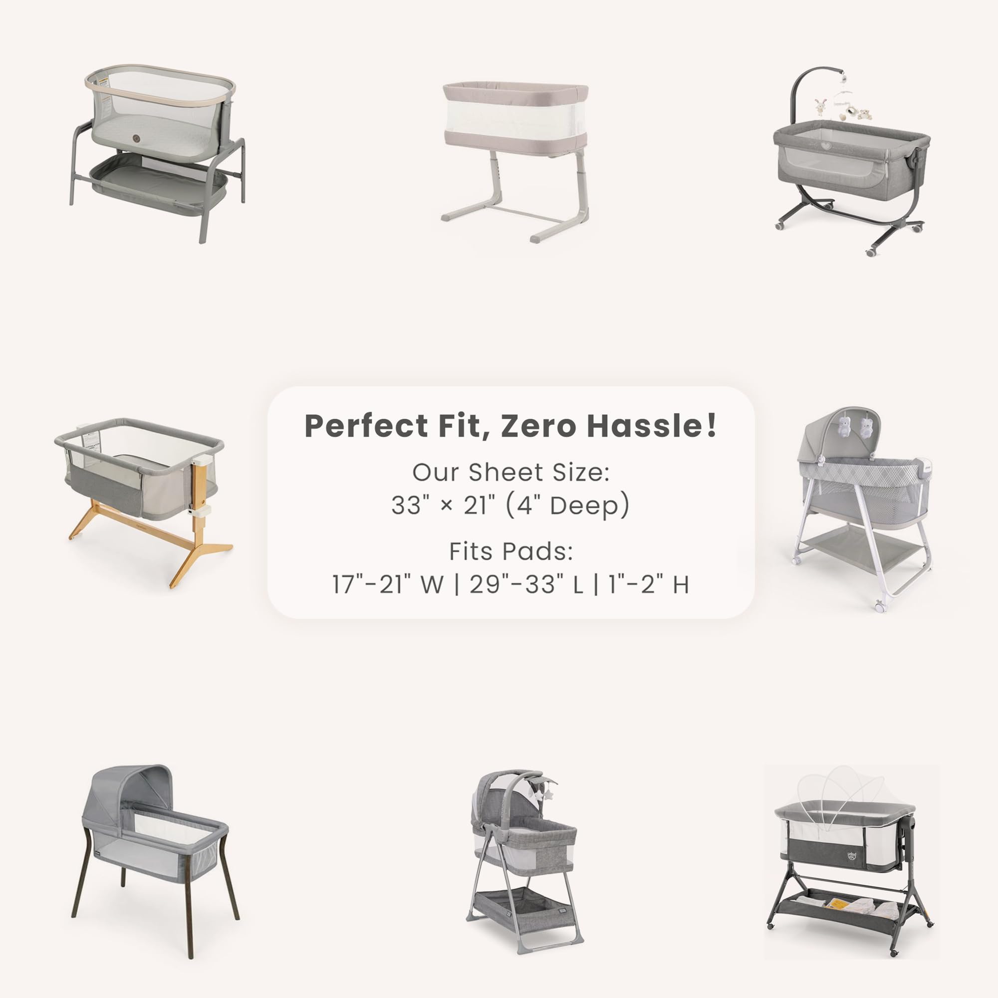 Konssy 2-pack bassinet sheets shown together for easy rotation and laundry