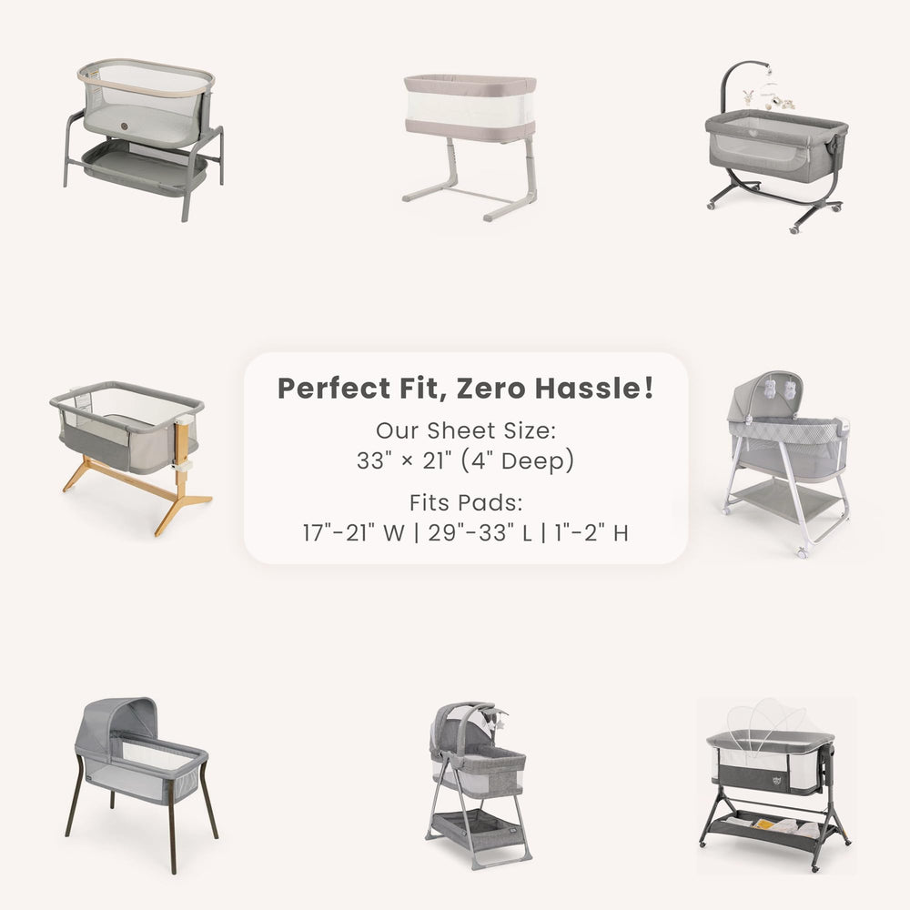 Konssy 2-pack bassinet sheets shown together for easy rotation and laundry