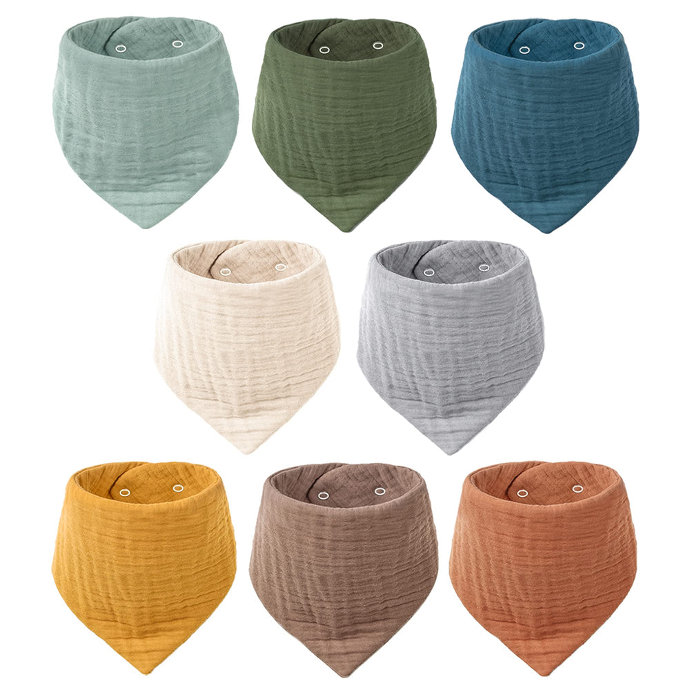 Konssy 8-pack muslin bibs packaged for gifting or gift-ready display