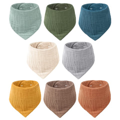 Konssy 8-pack muslin bibs packaged for gifting or gift-ready display