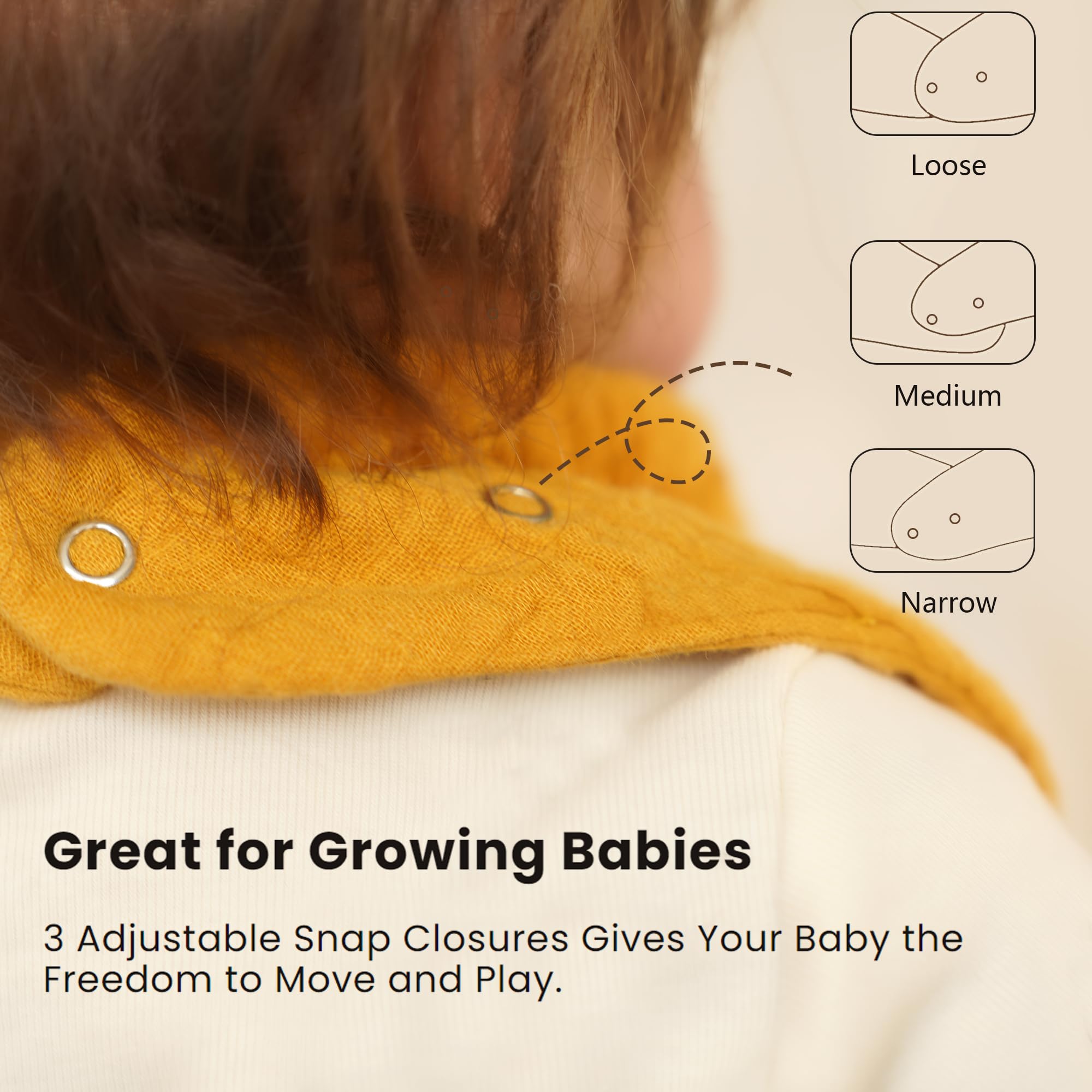 Konssy adjustable nickel-free snaps on bib for newborn to 36 months fit.