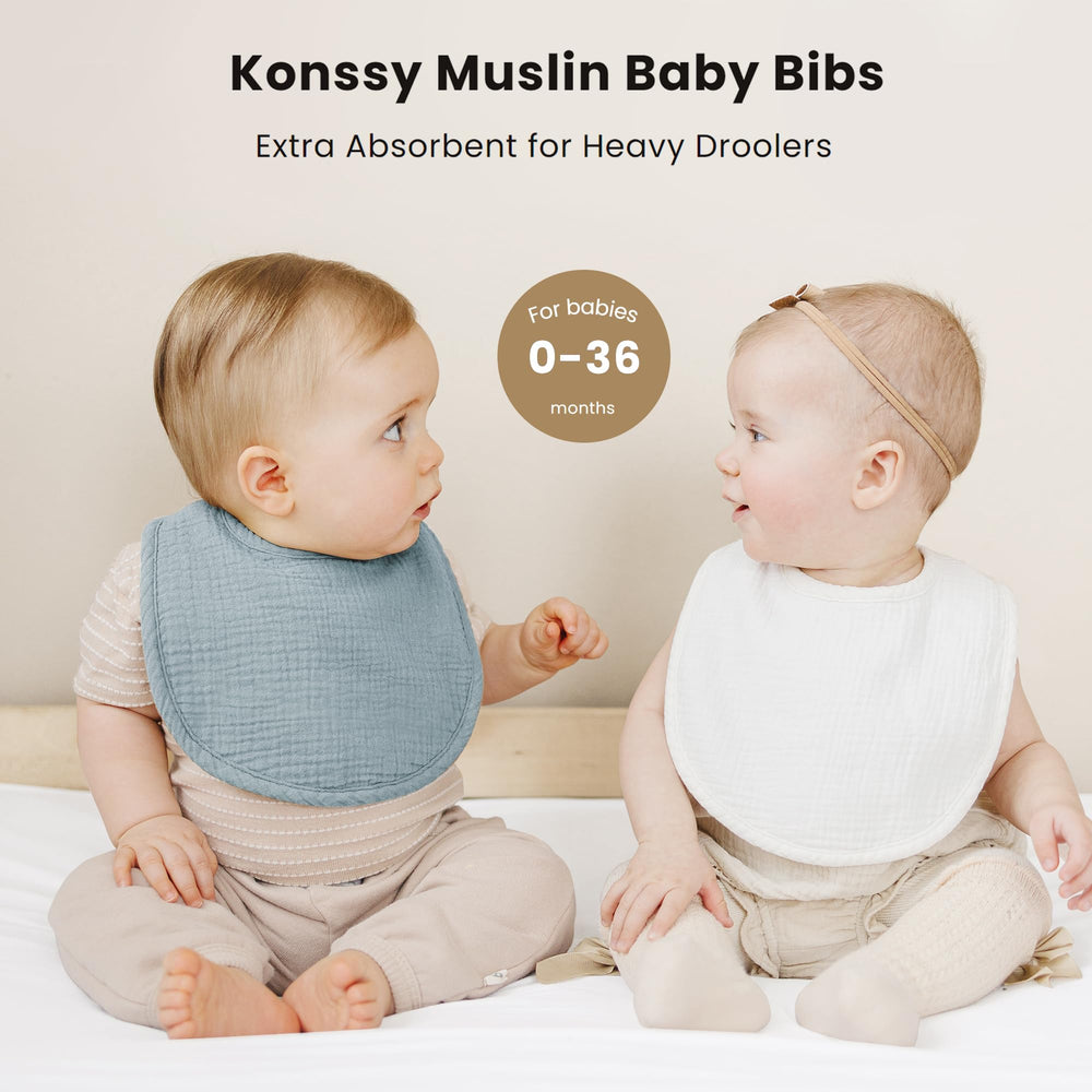 Konssy baby bandana drool bibs, unisex colors ideal for teething and spills