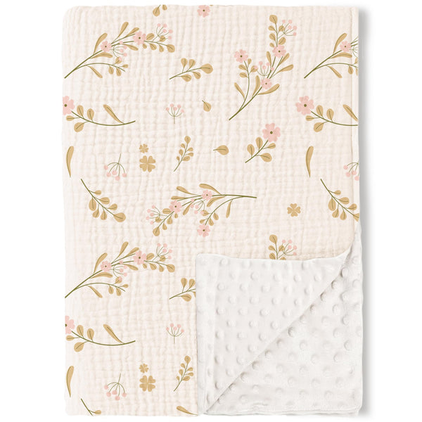 Konssy baby blanket with muslin front for gentle skin and breathability.