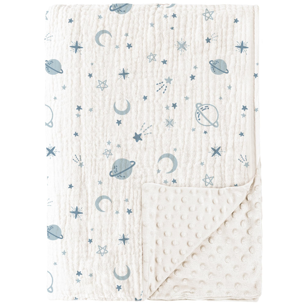 Konssy baby blanket front muslin close-up showing soft cotton texture.