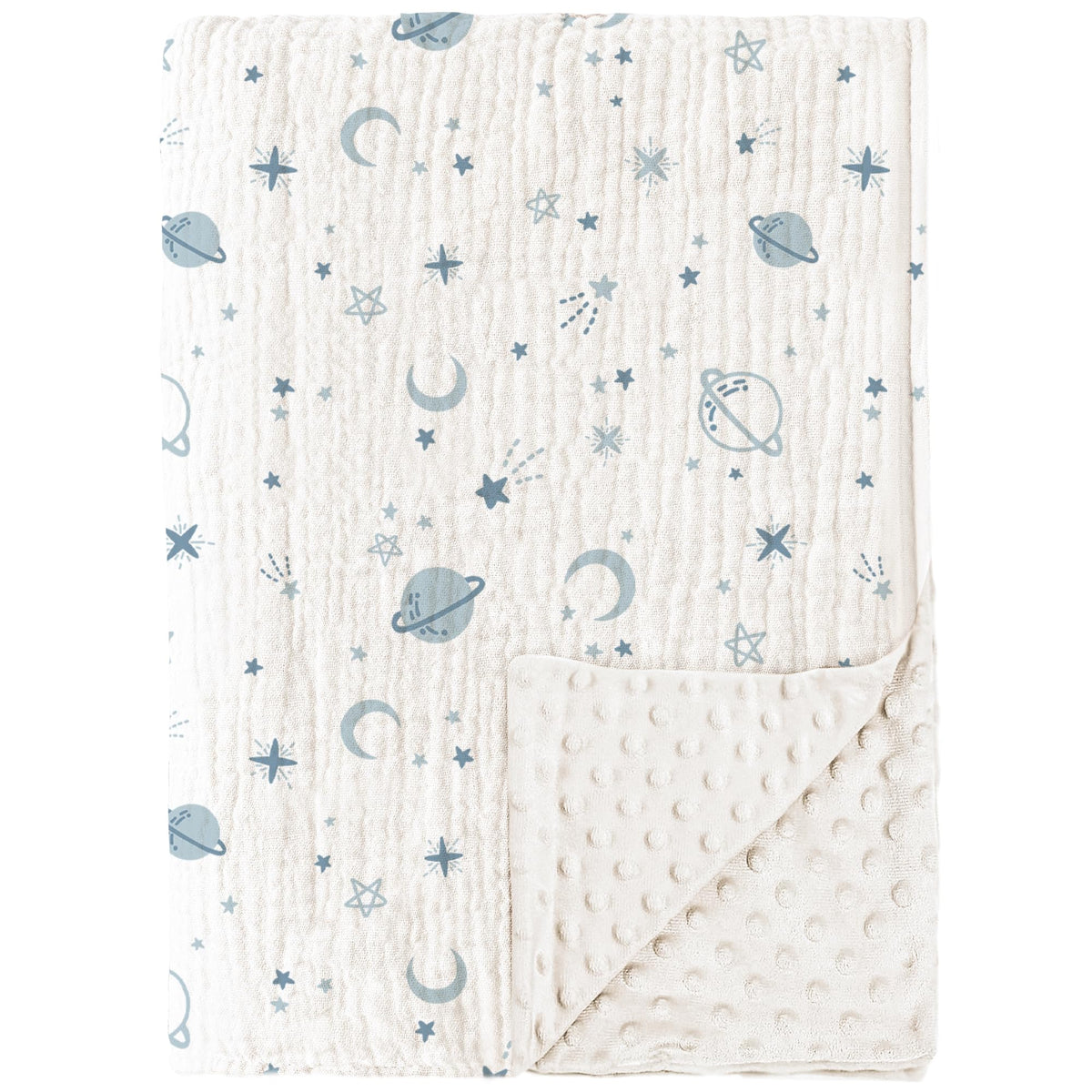 Konssy baby blanket front muslin close-up showing soft cotton texture.