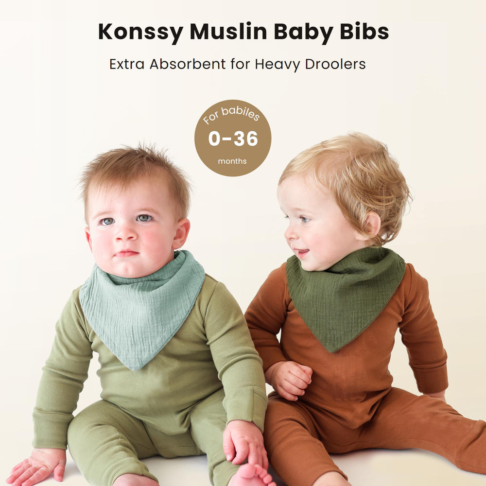 Konssy bibs used as burp cloths, showing versatile multi-use compatibility.