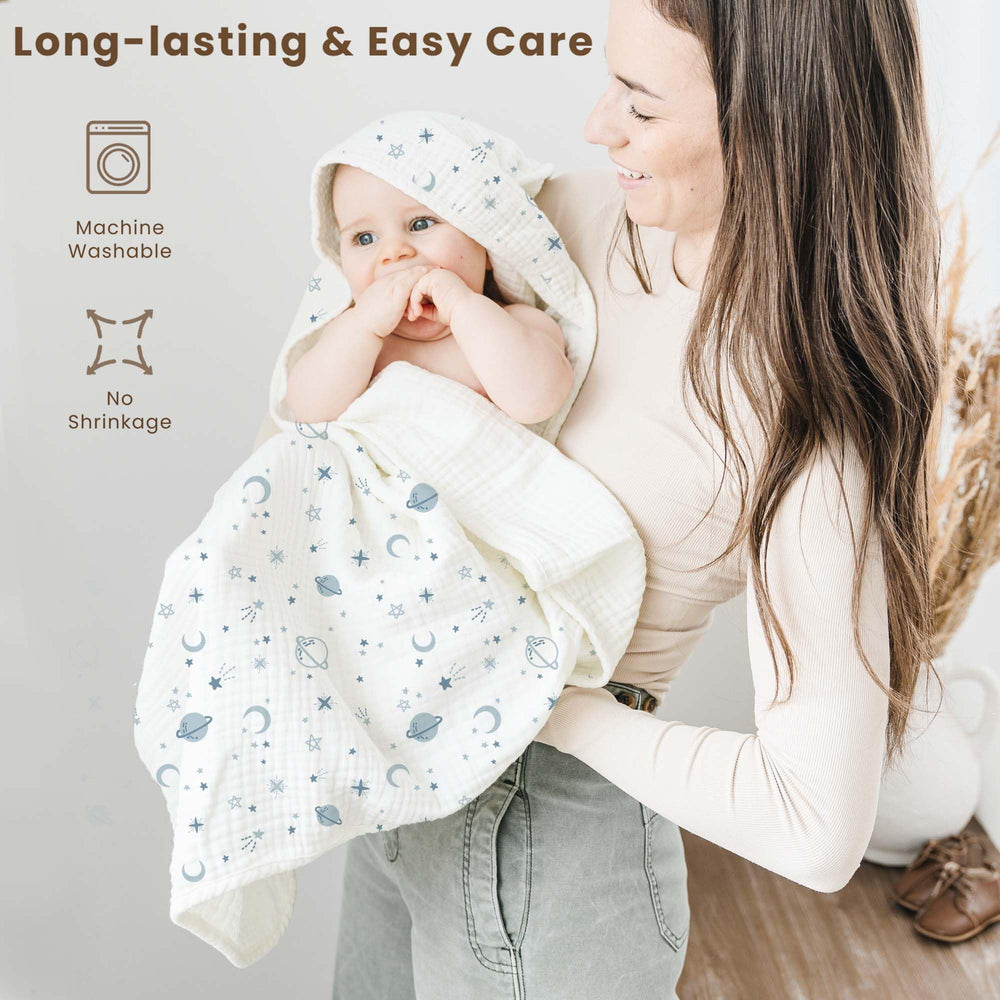 Konssy baby shower gift-ready towel set adds practicality and charm.