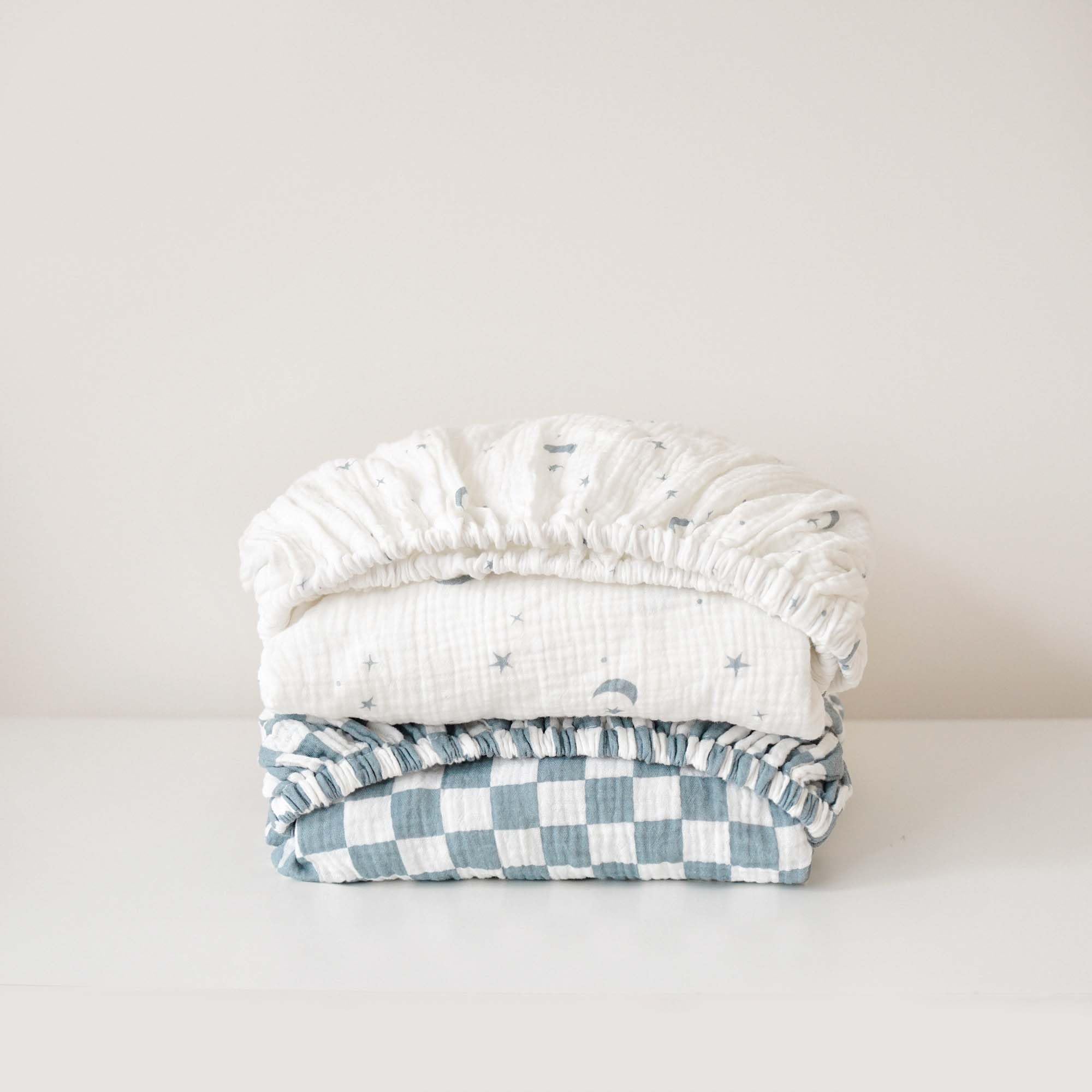 Konssy baby shower muslin crib sheets gift-ready option