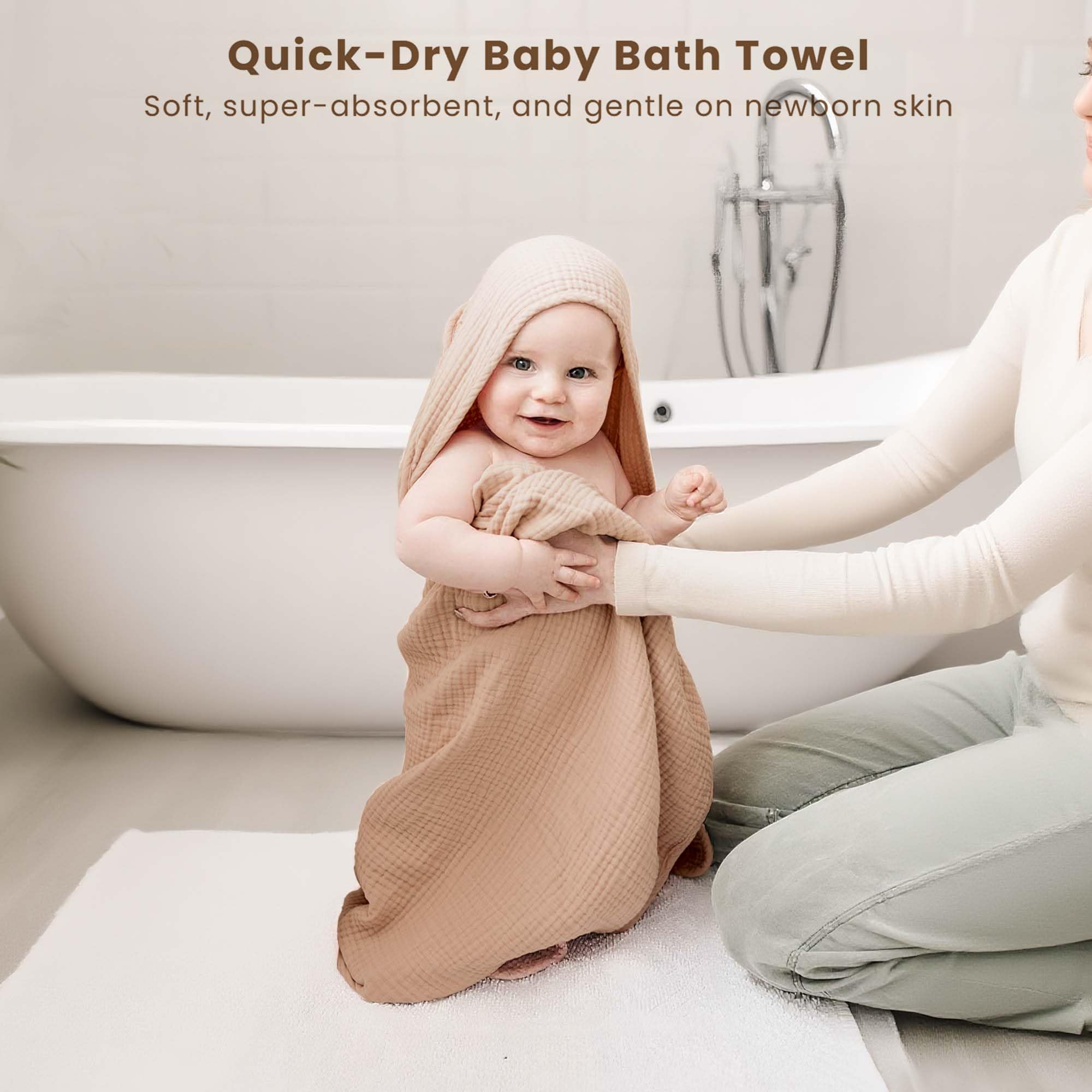 Konssy baby towel drying hair after bath, comfortable wear.