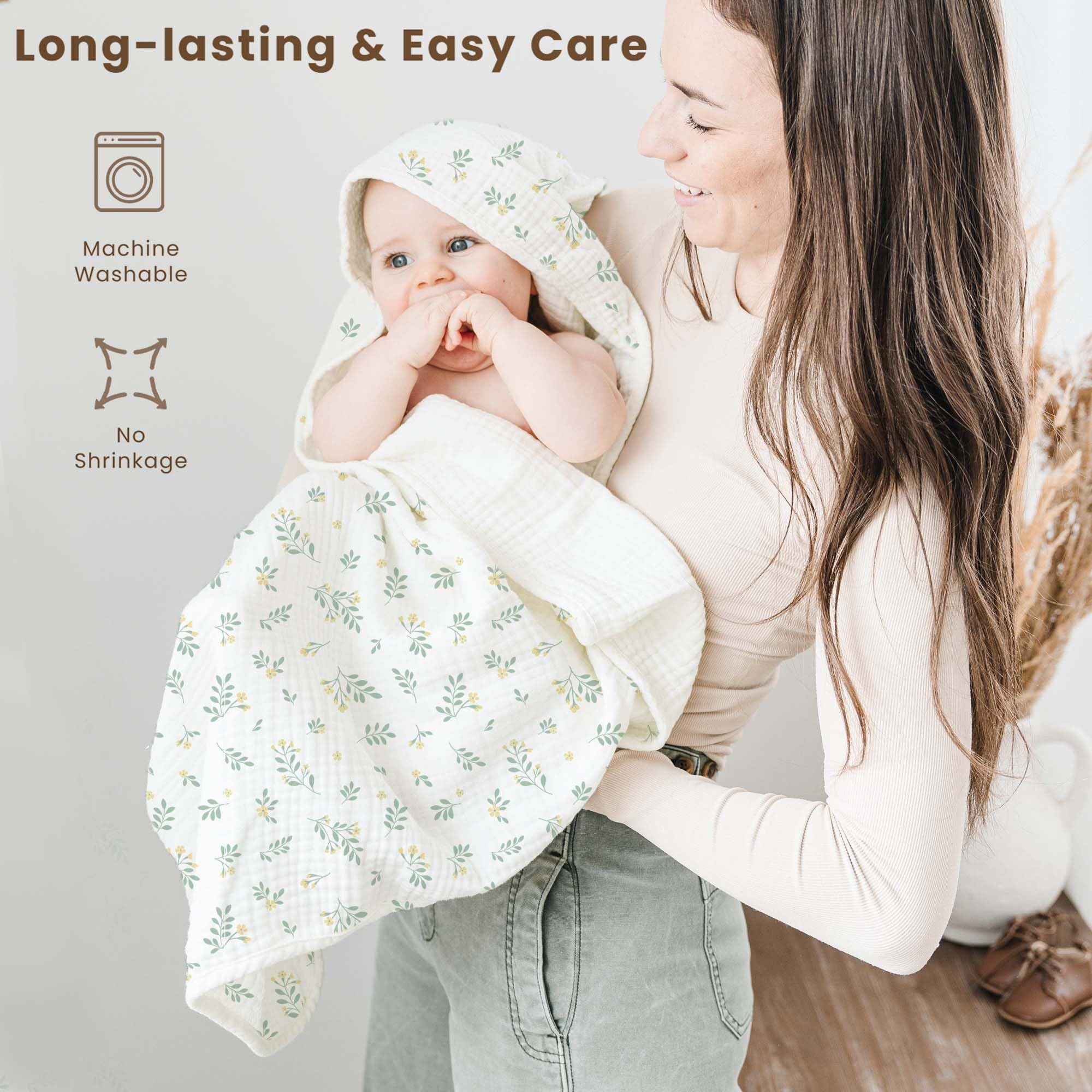 Konssy hooded towel is machine washable for busy parents