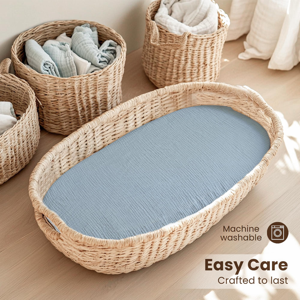 Konssy bassinet sheet oval-fit fits Oval bassinets for snug coverage