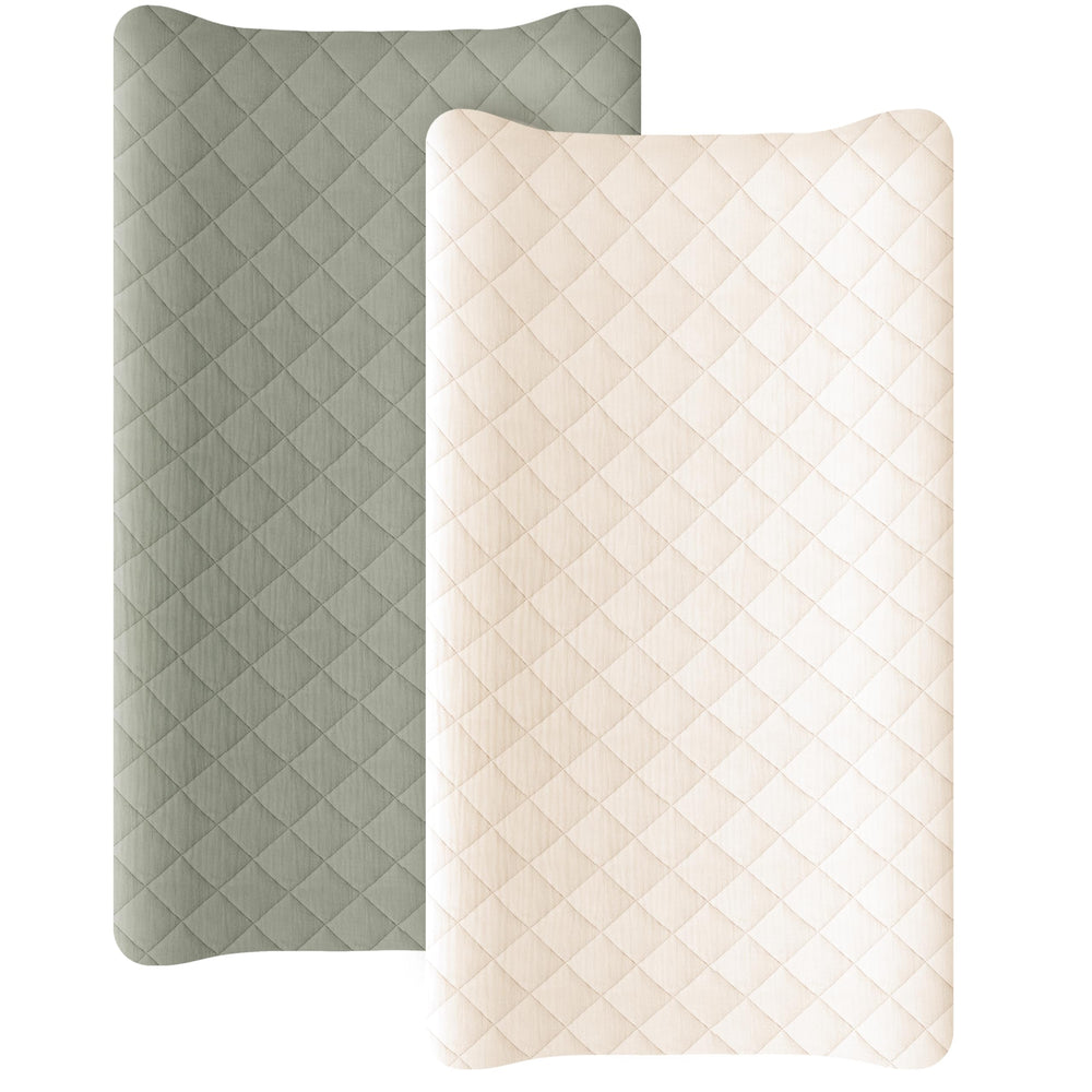 Konssy changing pad cover fog green with waterproof bottom for protection