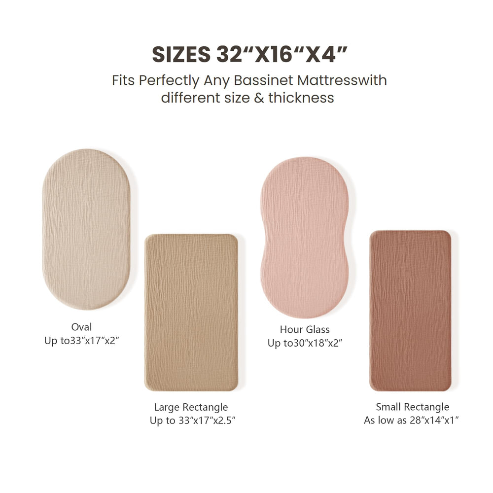 Konssy deep-pocket design fits oval, hourglass, and rectangle bassinets securely.