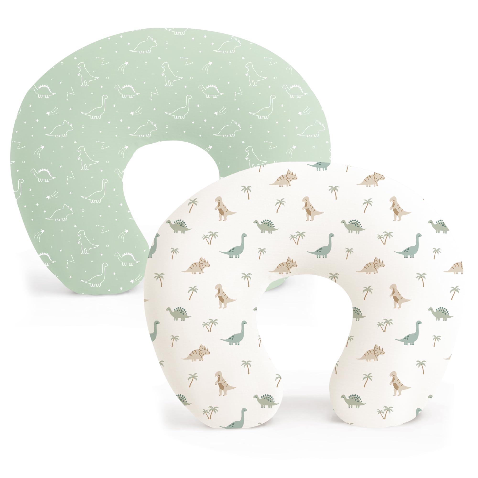 Konssy Dino Jungle nursing pillow cover with soft, breathable fabric for gentle feeding.