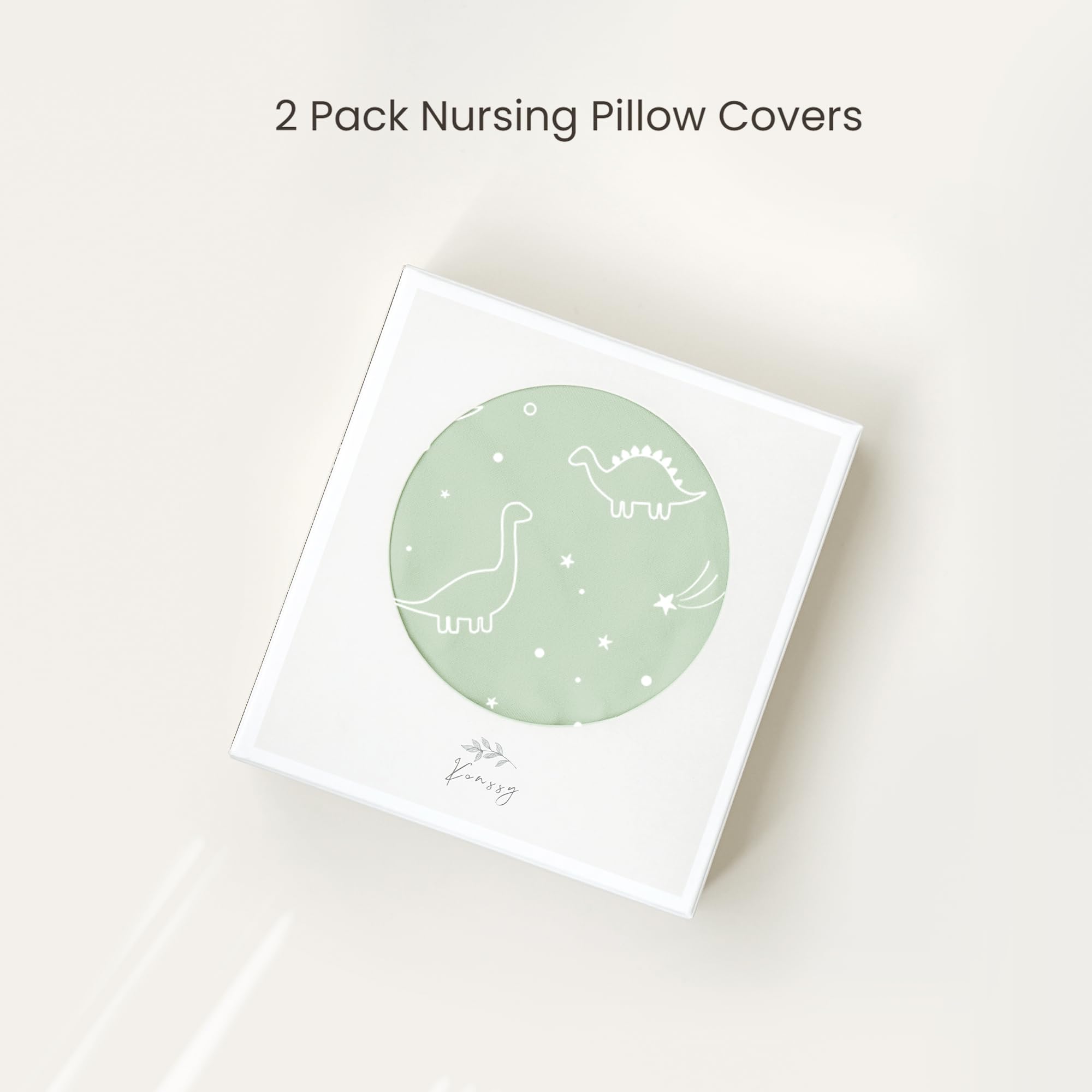 Konssy Sage nursing pillow cover adds calm color to the nursery.