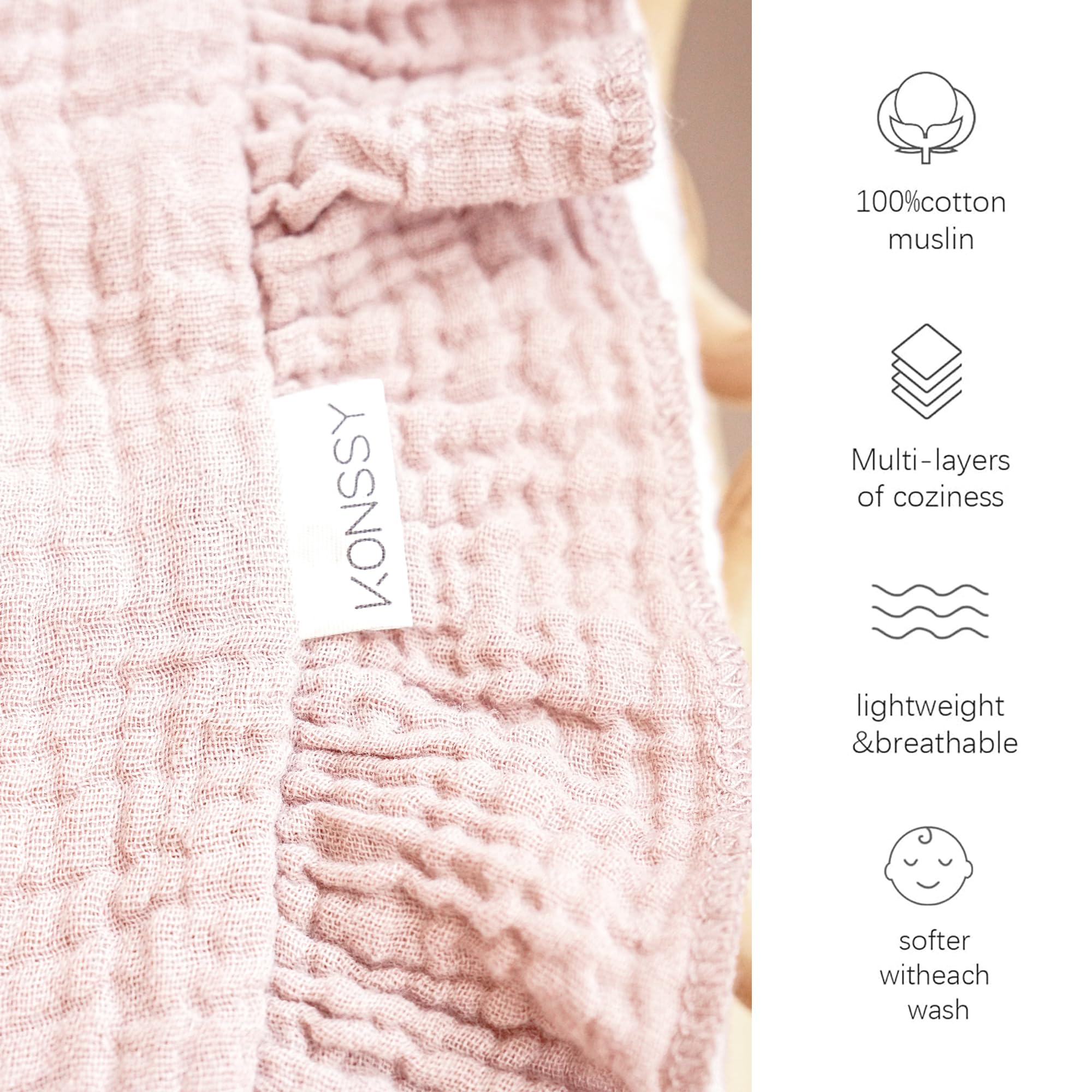 Konssy Flounce Muslin Blanket pink swaddle style for cozy moments