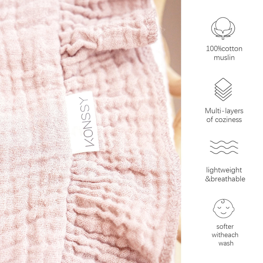 Konssy Flounce Muslin Blanket pink swaddle style for cozy moments