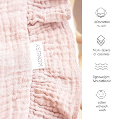 Konssy Flounce Muslin Blanket pink swaddle style for cozy moments