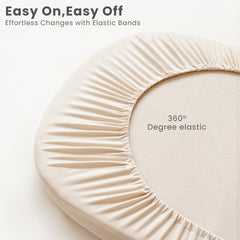 Konssy Flourish round-fit bassinet sheets provide gentle airflow and soft touch.