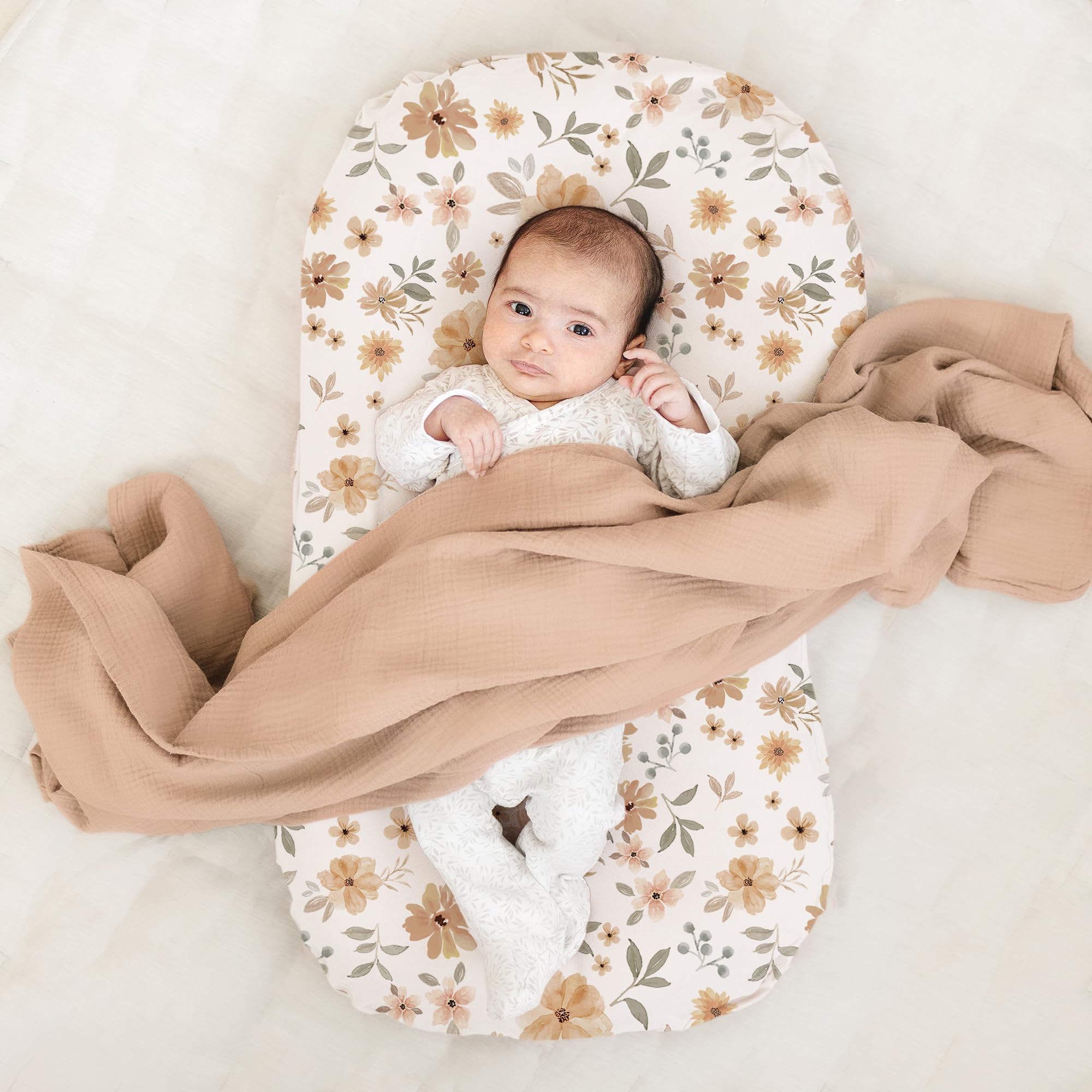 Close-up of Konssy Flourish Cream fabric texture highlighting softness and durability